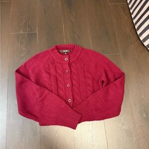 Elegant Burgundy Cable Knit Cardigan